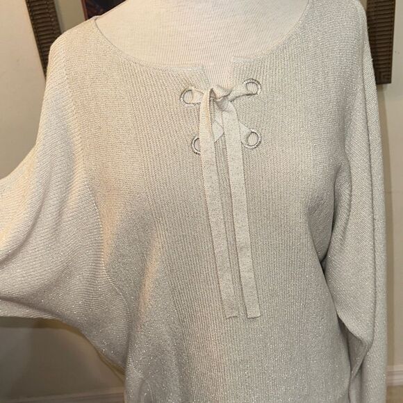 Tommy Bahama Champagne Shimmer Lace-Up Sweater Size XL - Picture 7 of 12
